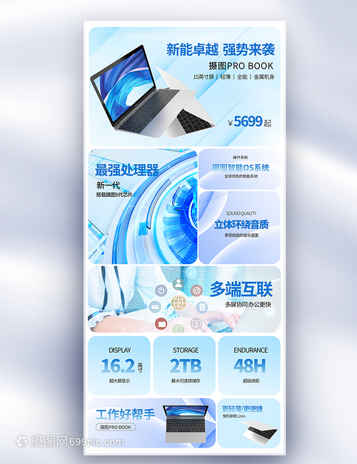 bentobox風筆記本數(shù)碼產(chǎn)品賣點宣傳長屏海報